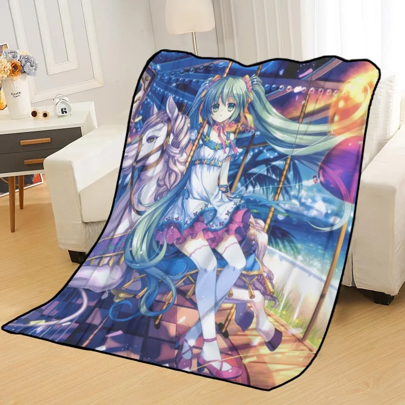 

New Arrival Hatsune Miku Blankets Printing Soft Nap Blanket On Home/Sofa/Office Portable Travel Cover Blanket