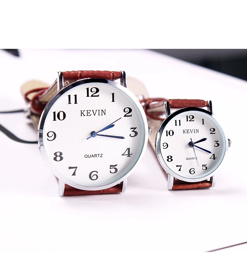 KEVIN KV 2pcs Fashion Leather Couple Watch Men Women Watches Students Gift Simple Quartz Wrist Watch Girls Boys Dropshipping