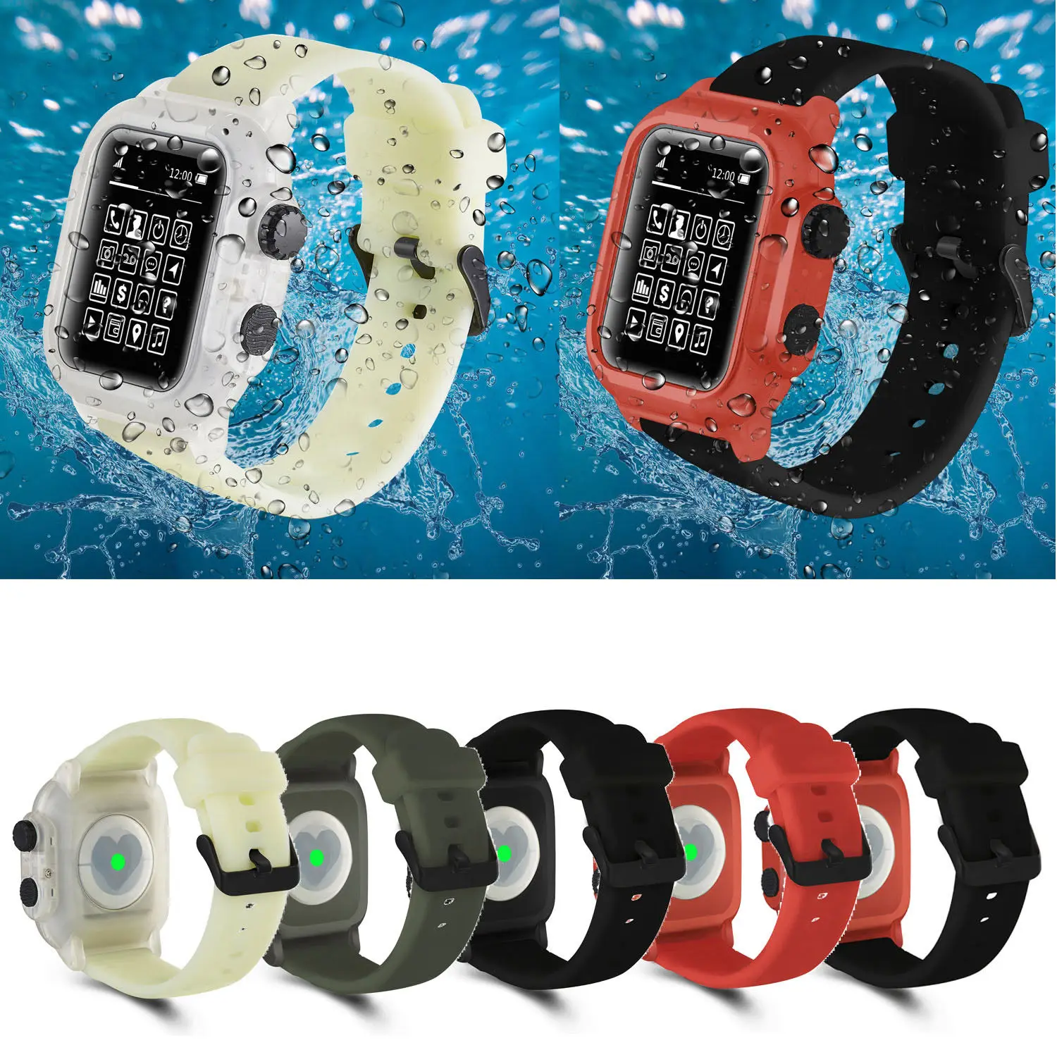 Мягкий силиконовый спортивный ремешок для Apple Watch Band 42 мм 44 водонепроницаемый