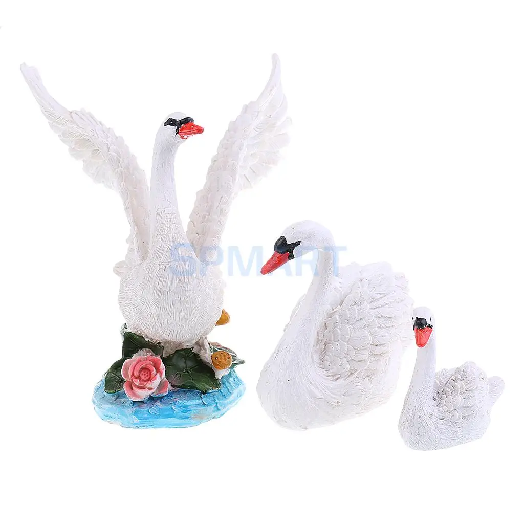 Indoor Outdoor Garden Decor Resin Swan Family Figure for Backyard Decoration