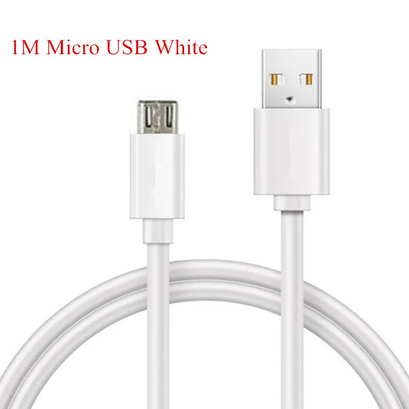 Кабель с разъемом Micro usb type-c для Зарядное устройство ЕС плагин для настенного для Alcatel Работает с любым оператором, 1C 1X3 3C 3V 3X 3L U5 HD 1S 1 5033D A3 XL A5 светодиодный 5V 7 5 кабель для зарядки и передачи данных - Тип штекера: 1m micro usb white