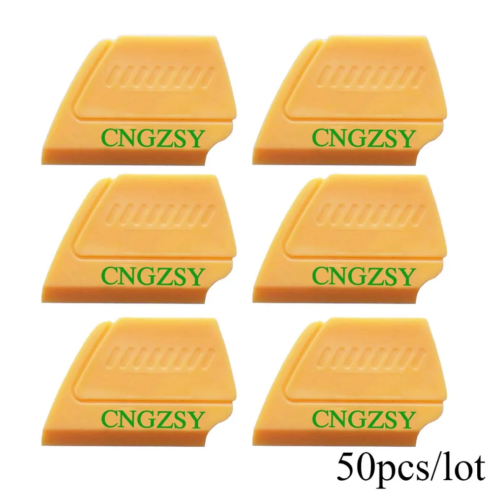 

50pcs Yellow Mini PP Squeegee Car Vinyl Sheet Graphics Sticker Scraper Wrap Application Tool Plastic Window Scraper 50A14