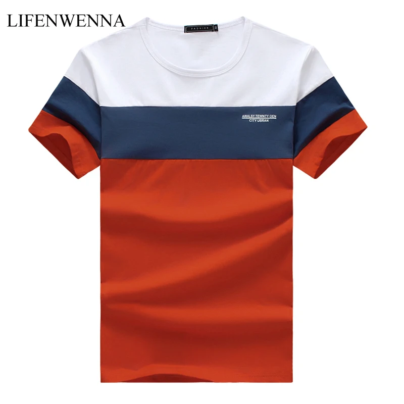 

New Summer Men's T Shirt 2019 Fashion Striped T Shirt Mens Clothing Trend Slim Fit Short Sleeve Casual Mens Top Tees Shirt 5XL