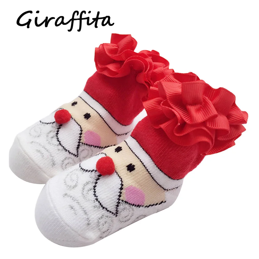 Cute Little Girl Socks BabeSlippers Dots Princess Red Lace Soft Cotton