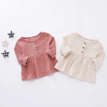 

TELOTUNY Fashion Toddler Newborn Baby Girls Long Sleeves Button Princess Dress Clothes 2019 newst baby dress Z0208