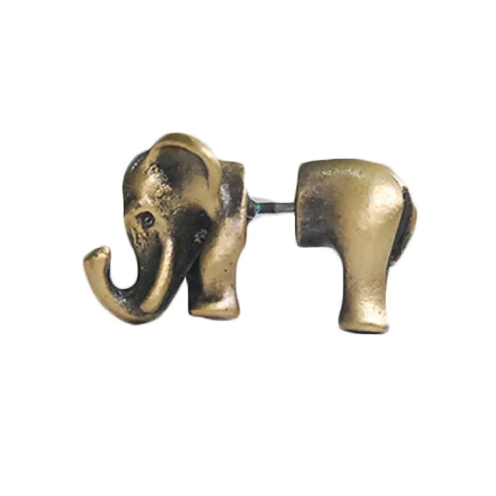 

1 Pcs Korea fashion 3D animal punk ear piercing jewelry gold black Single elephant stud earrings for women