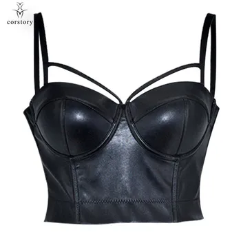 

Black PU Leather Sexy Lingerie Underwear Steampunk Bralette Tops Gothic Bras For Women Push Up Bra Brassiere Femme Plus Size 6XL