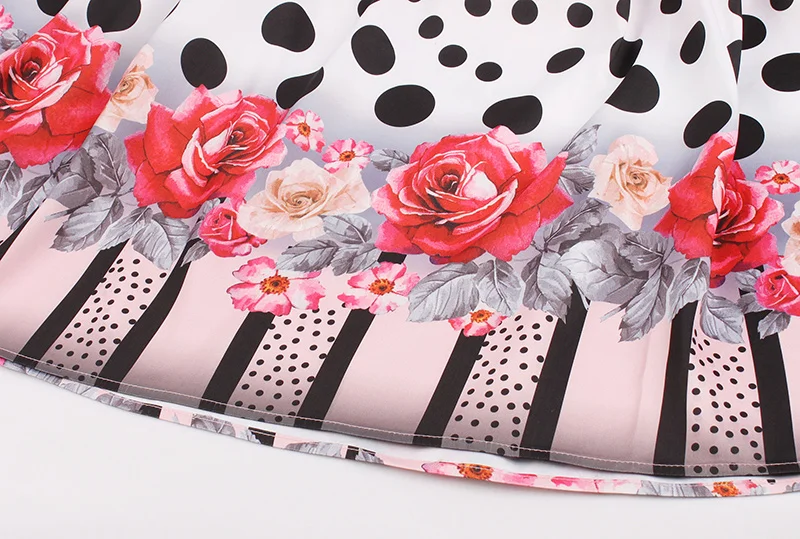 Kostlich Summer Rose Print Pocket Skirts Women High Waist Skirt Vintage A-Line Casual Big Swing Women Midi Skirt  PLus Size 4XL (11)