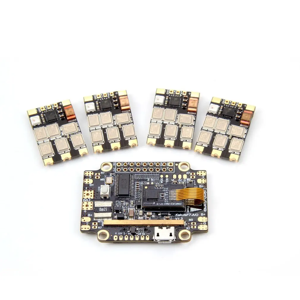 

Holybro Kakute F7 AIO Flight Controller w/ OSD BEC Current Sensor & 4PCS 65A BLheli_32 Tekko32 F3 Metal ESC Combo for RC Drone