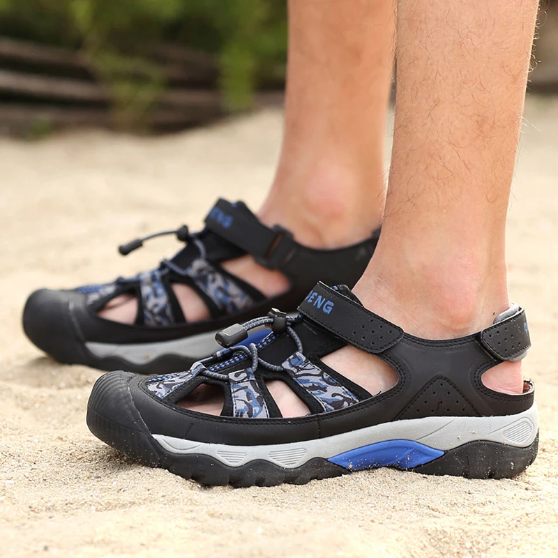 Мужские Пляжные уличные сандалии; коллекция года; летняя дышащая быстросохнущая спортивная обувь для рыбалки; Мужская туристическая Повседневная прогулочная обувь; Новинка