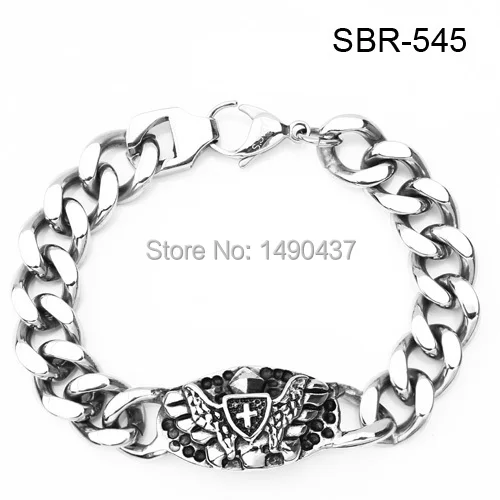Motorcycle Biker Eagle Stainless Steel Religious Bracelets Men Unisex Link Chain Cross Charm Jewelry Peace Bangle Free Shipping | Украшения