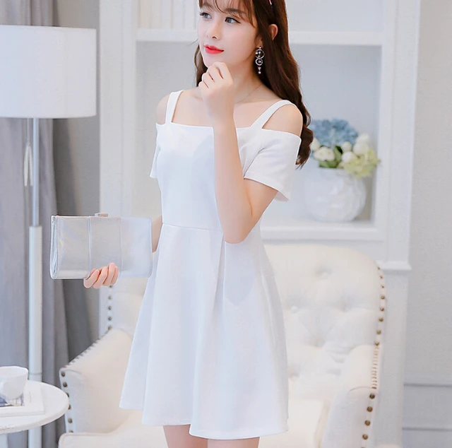 Courtes Coréenne Mignon Robe Vêtements Manches Blanc D'été Noir Femmes Vestidos Slash Mode Ceinture Cou Condole Rouge À dsQrCth