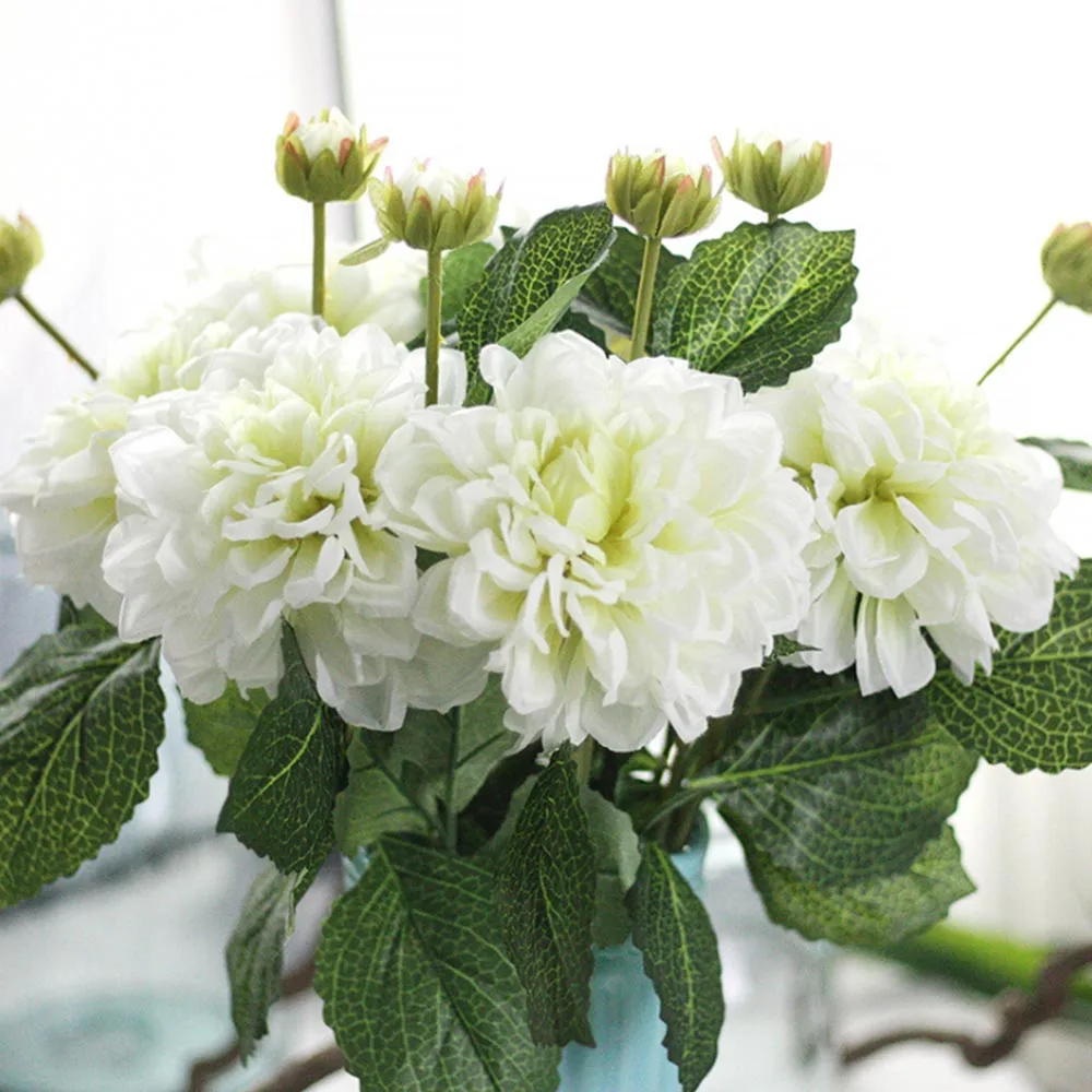 Искусственные цветы Dahlias 2 головки осень яркие настоящие на ощупь поддельные для