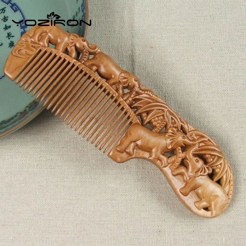 

YOZIRON Handmade Natural Peach Wooden Comb Sweet Handmade Wooden Comb Hot sale hair combs P018