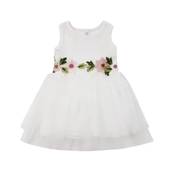 

0-4 Years Toddler Kids Baby Girls Dress Sleeveless Princess Dress For Girls Floral Print Lace Party Wedding Formal Dresses Girls