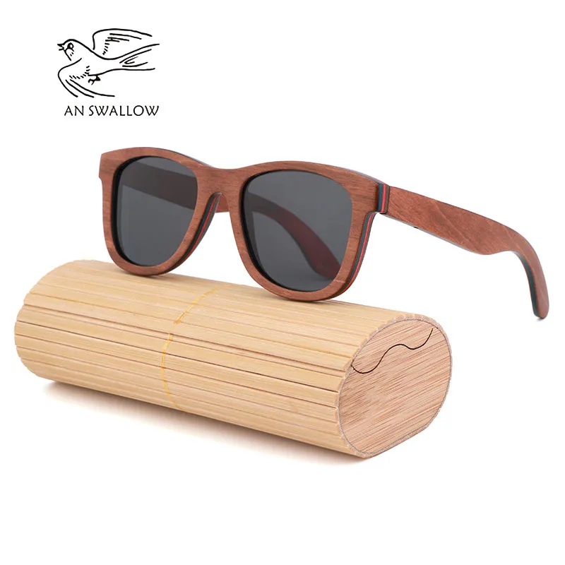 

Marron Skateboard bois lunettes de soleil femmes rйtro lunettes de soleil hommes marque de luxe polarisй Vintage lunettes en boi