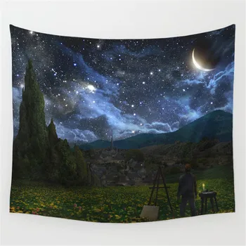 

2017 Fashion Galaxy Sky Scenic Colorful Tapestry 150x130inch Polyester Wall Carpet Decorative Blanket Art India Thailand