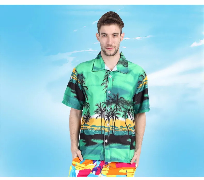 Повседневные Гавайские мужские рубашки с цветочным принтом, брендовая одежда с коротким рукавом, Пляжная рубашка Camisa Masculina Overhemd Heren M-5XL