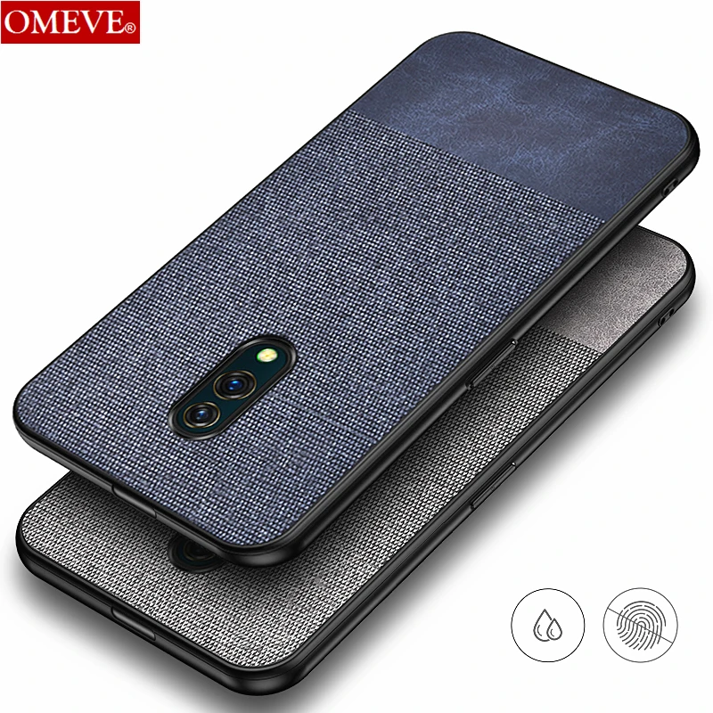 

OMEVE for OPPO Realme X Case Fabric Cloth Texture Silicone TPU Edge Hard PC Back Cover for Realme X Phone Case RealmeX Real Me X