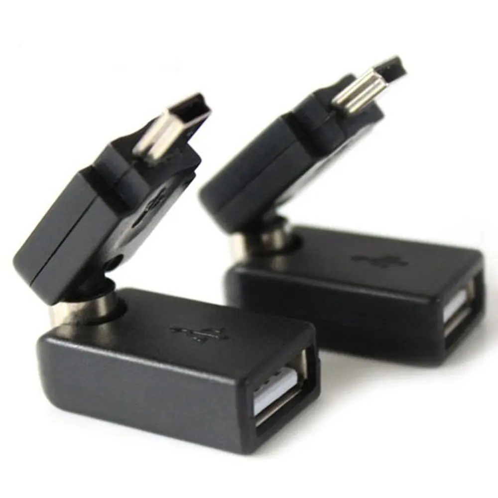 

2pcs/lot 360 Degree Rotation USB 2.0 female to mini USB 5 Pin male OTG Adapter Swivel Twist Angle Car Stereo Extension Connector