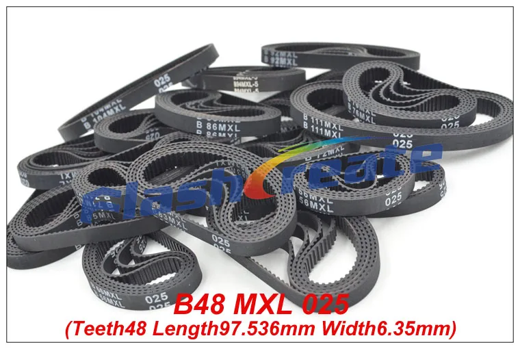 10pcs B48 MXL 025 MXL Timing Belt Teeth 48 Length 97.536mm Width 6.35mm=025" MXL Rubber Closed