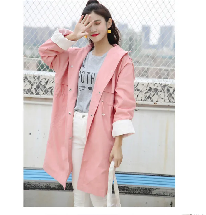 Ceinture vent Avec Personnalité Long Mi 2019 pink orange Nouvelle Couleur Patchwork Black yellow khaki W739 Coupe Mode Tranchée Manteau Femmes Léger BxtBXqYw