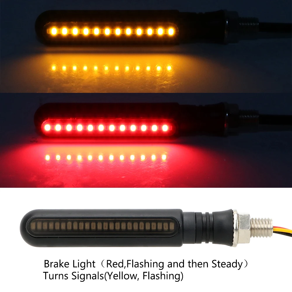 1 шт., сигнальная лампа для мотоцикла, указатели поворота, светодиодный фонарь для дневного света, модифицированный стоп-сигнал, 12 24 светодиодный s - Color: Yellow Red