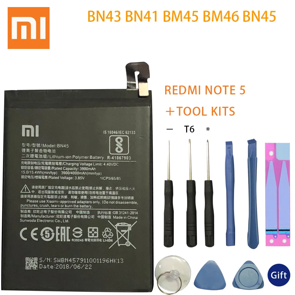 BN43 BN41 BM45 BM46 BN45 Батарея для Xiaomi Redmi Note 5/Note 4 4X3 2 Note2 Note3 Note4 Note4X Замена литий-полимерный аккумулятор