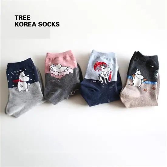 

Cartoon Animal Student Leisure Socks Moomin Ming Women's Footwear With Cotton Yarn In The Tube Kawai Sokk Moomin Meias 1pair