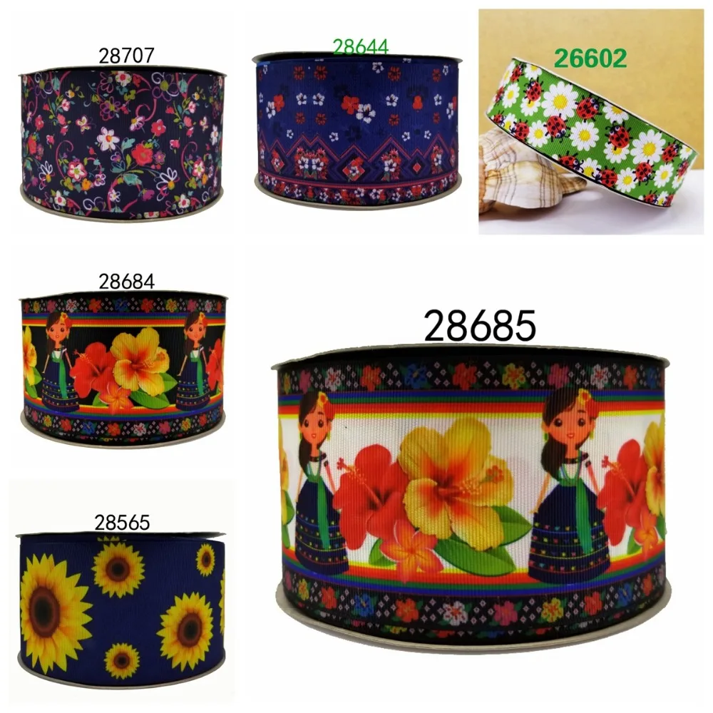 

Free shipping 50 yard cartoon printed grosgrain ribbon 28685
