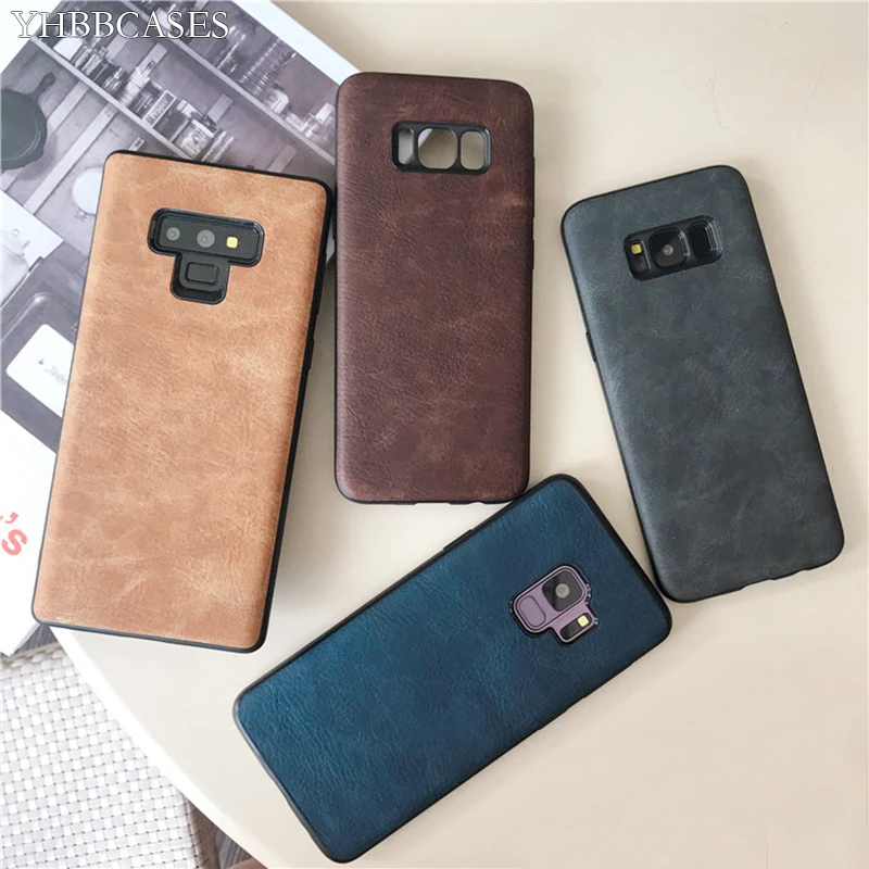 

YHBBCASES Vintage Leather Case For Samsung Note 8 9 Cases Simple Couples Fashion Phone Cover For Samsung Galaxy S10 S8 S9 Plus
