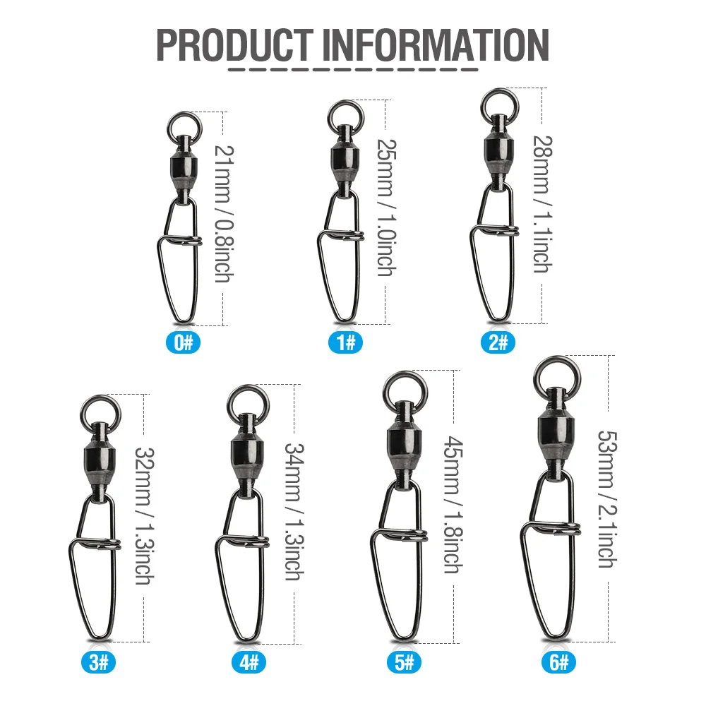 DONQL 10/20/50 шт подшипники, подшипники рыболовной соединитель 0#6# поворачивается оснастки прокатки Нержавеющая сталь рыбы соединитель крюка рыболовные принадлежности