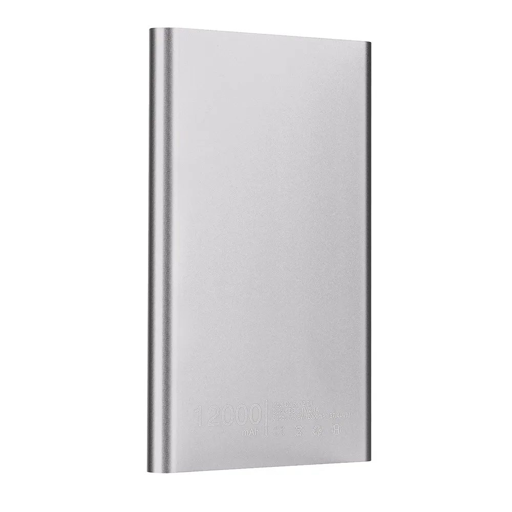 

Ultrathin 12000mAh Portable USB External Battery Charger Power Bank For Cell Phone Aluminum casing Light-weight and fashionab