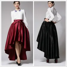 IASKY модные женские туфли юбка «ласточкин хвост» после короткого перед длинным Высокая талия Длинная атласная юбка с бантом Асимметричная