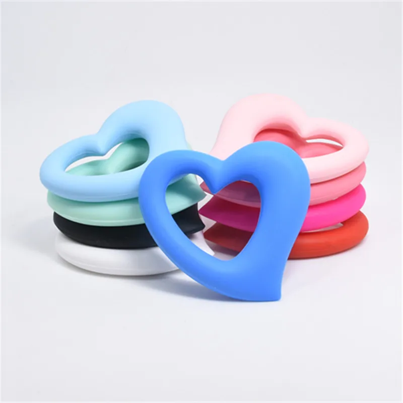 

20 PCS Crooked Heart Shaped Silicone Teething Pendant For Jewelry Making BPA Free Baby Can Chew Silicone Hollow Heart Pendants