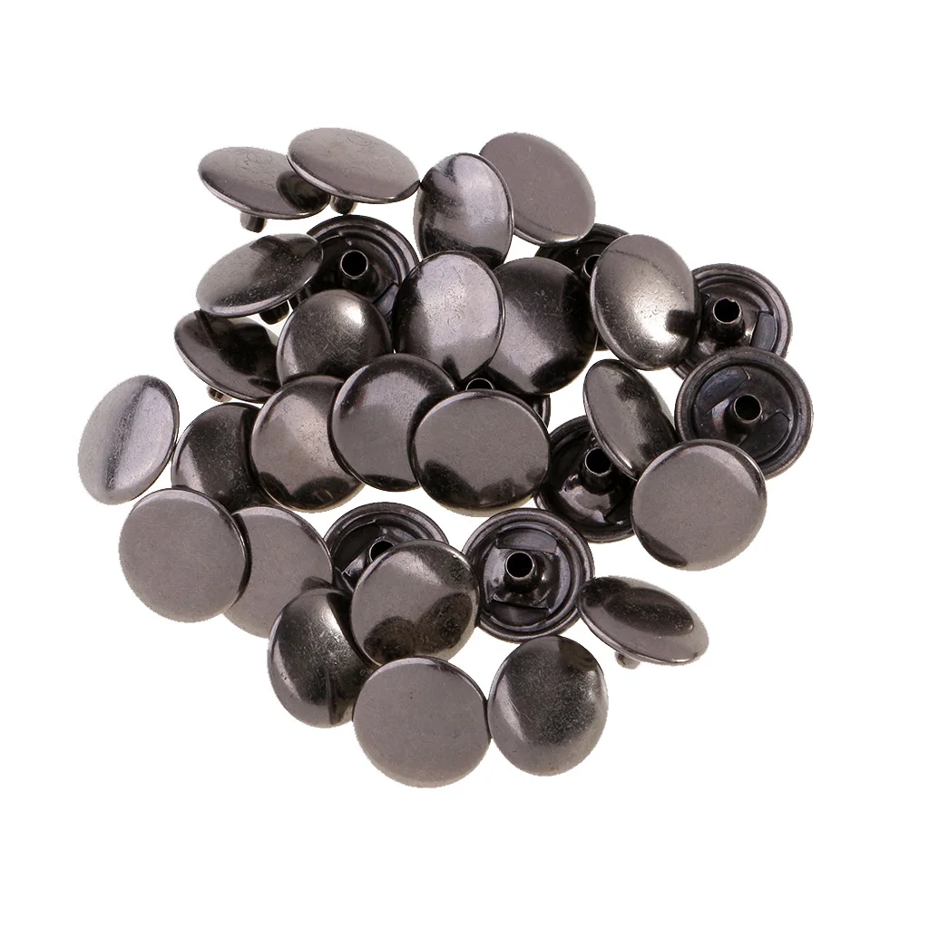 90 Sets Metal Snap Buttons Press Stud Popper Fasteners 12.5mm 15mm Round for Leather Clothes Bags Sewing Accessories