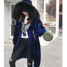 Корейский MS пуховик, зимняя повседневная MS, зимнее пальто для женщин, длинный тонкий утепленный пуховик с капюшоном и меховым воротником