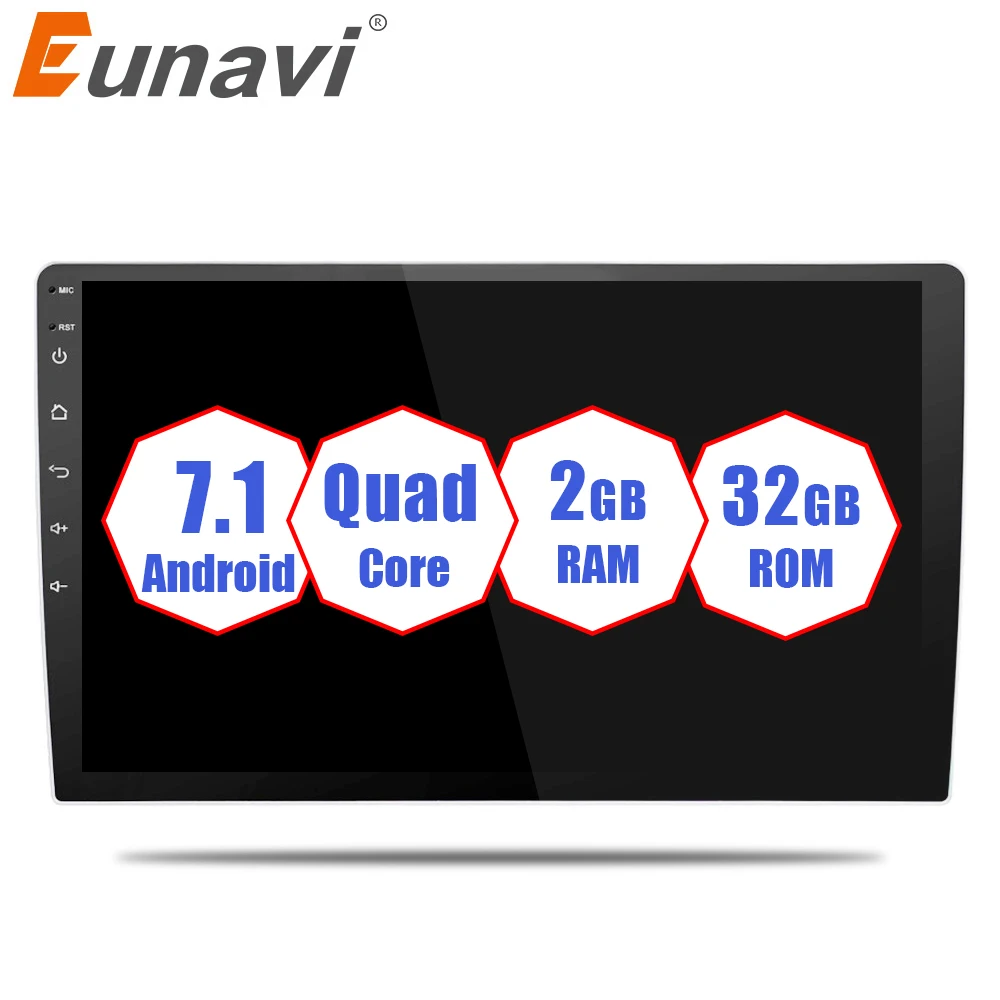 

Eunavi 2GB RAM 10.1" 1 Din Android 7.1 Car Radio Stereo GPS Navigation System Head Unit Universal with steering wheel control