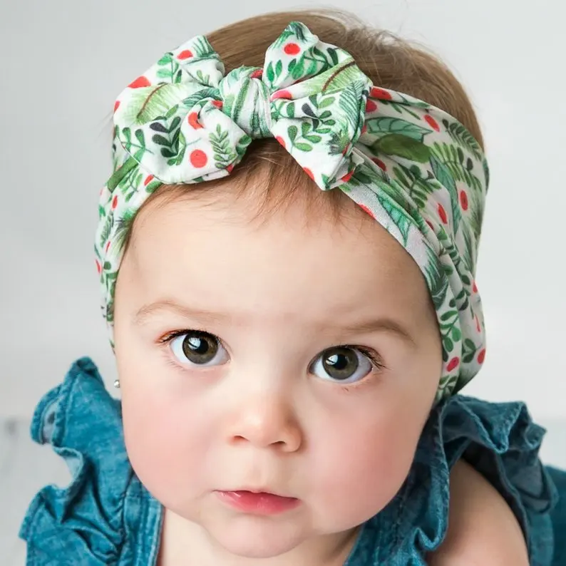 

Baby Headband Printed Floral Bowknot Hair Band Bandeau Bebe Fille Baby Headwrap Turban Nylon Baby Bows Headband for Children