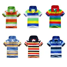 Фотография 2017 Summer Fashion Style Kids Baby Boys Cotton Striped T-shirt Multi Color Short Sleeve Top S-XXXL