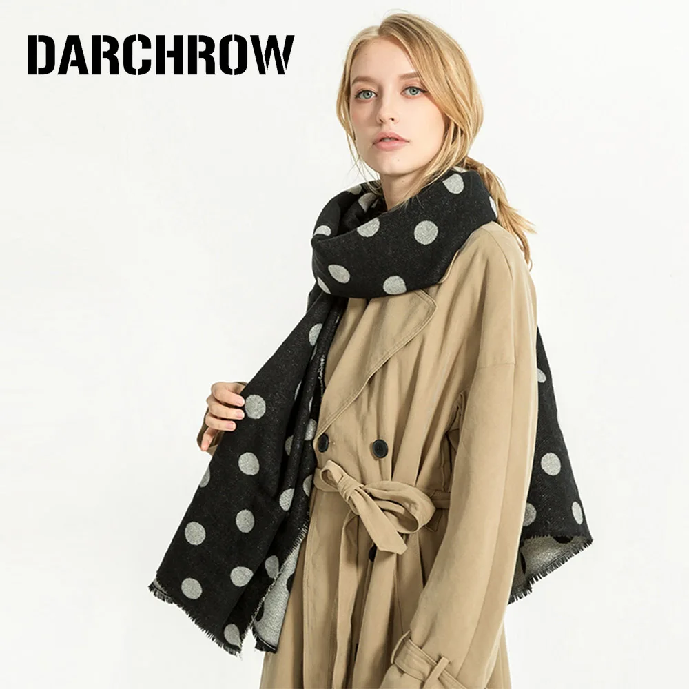 DARCHROW Fashion Design Brand Woman Long Polka Dots Scarves Winter Scarf Women Wool Bufandas Warm Cashmere Shawls and Scarves