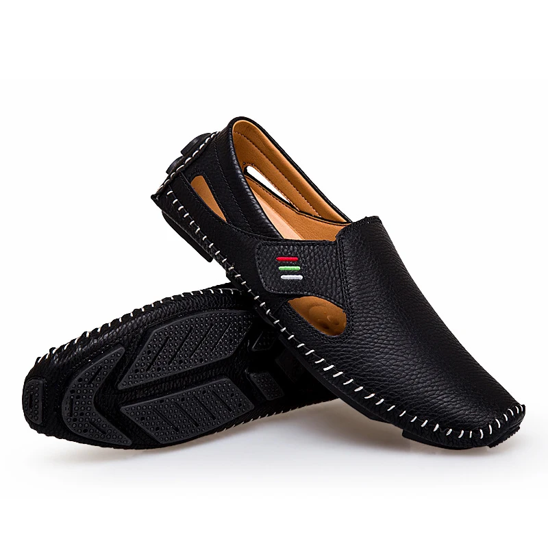 

High Quality Men Peas Shoes Summer Hollow Breathable Leather Men Sneakers Non-slip Wear Shockproof Men Sport Shoes 2019