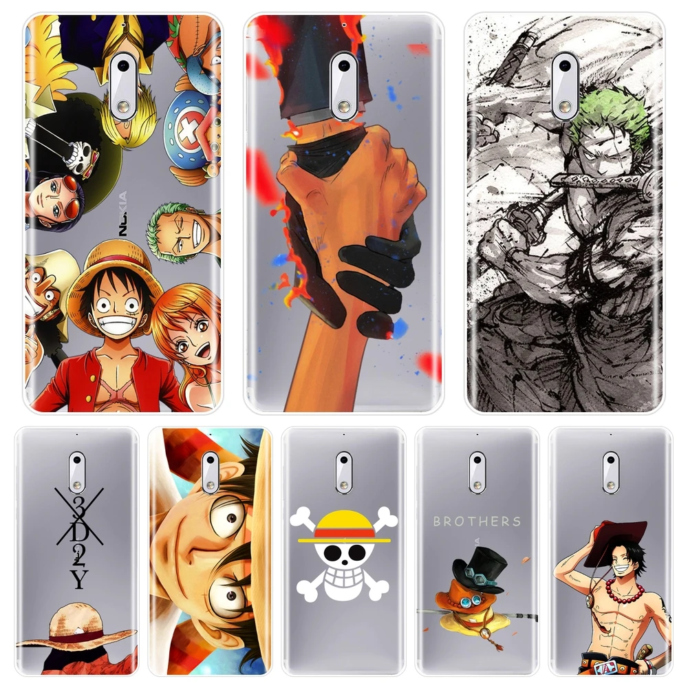 ТПУ чехол для телефона Nokia 1 2 3 5 6 8 мягкий силиконовый цельный Luffy Ace Zoro японский