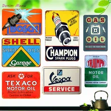 Чемпион свечи зажигания винтажные металлические знаки двигатель масло газ сервис железные пластины для гаража паба художественная живопись плакаты Vespa домашний декор WY20