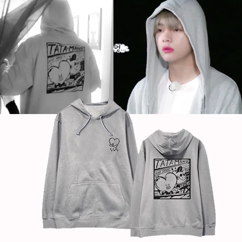 2019 BTS Kpop Love Yourself Hoodie Sweatshirt Ms./Men BTS V with Style Hoodie Ladies/Men Spring and Autumn Street Apparel