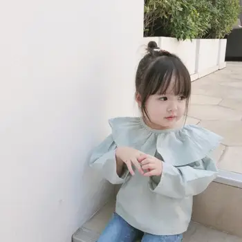 

2019 New Girls Ruffles Shirt Full Sleeve Spring Cotton Fashion Girls Blouses 1-6t PF271