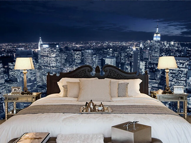 Us 12 0 60 Off Individuelle Fototapeten Schwarz Und Weiss New York City Night Scene Fur Die Wohnzimmer Schlafzimmer Tv Hintergrund Wand Papel De
