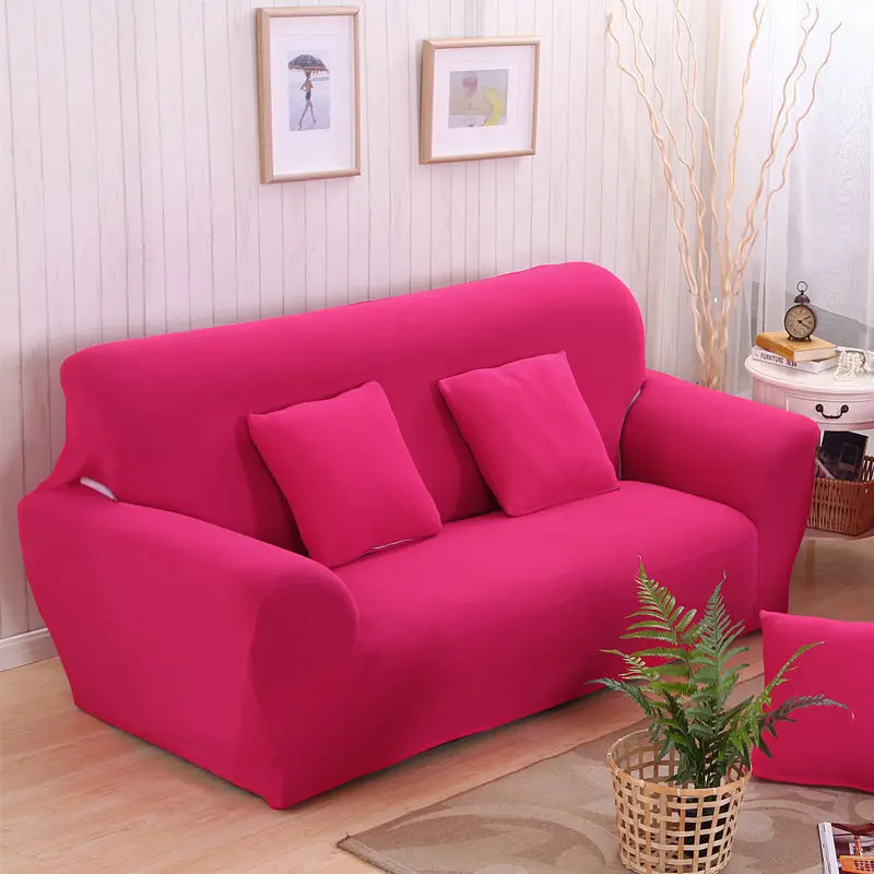 1/2/3-Seater современный цельно полиэфирный чехол для дивана спандекс эластичный чехол кресло крышка Гостиная протектор мебели - Цвет: Rose Red