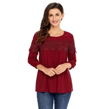 Повседневная Кружевная футболка с рукавом три четверти Женская футболка camiseta feminina футболки женские Летние Топы Большие размеры футболка