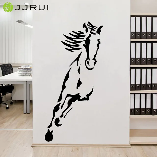 jjrui animal running horse wall decal living room bedroom wall art